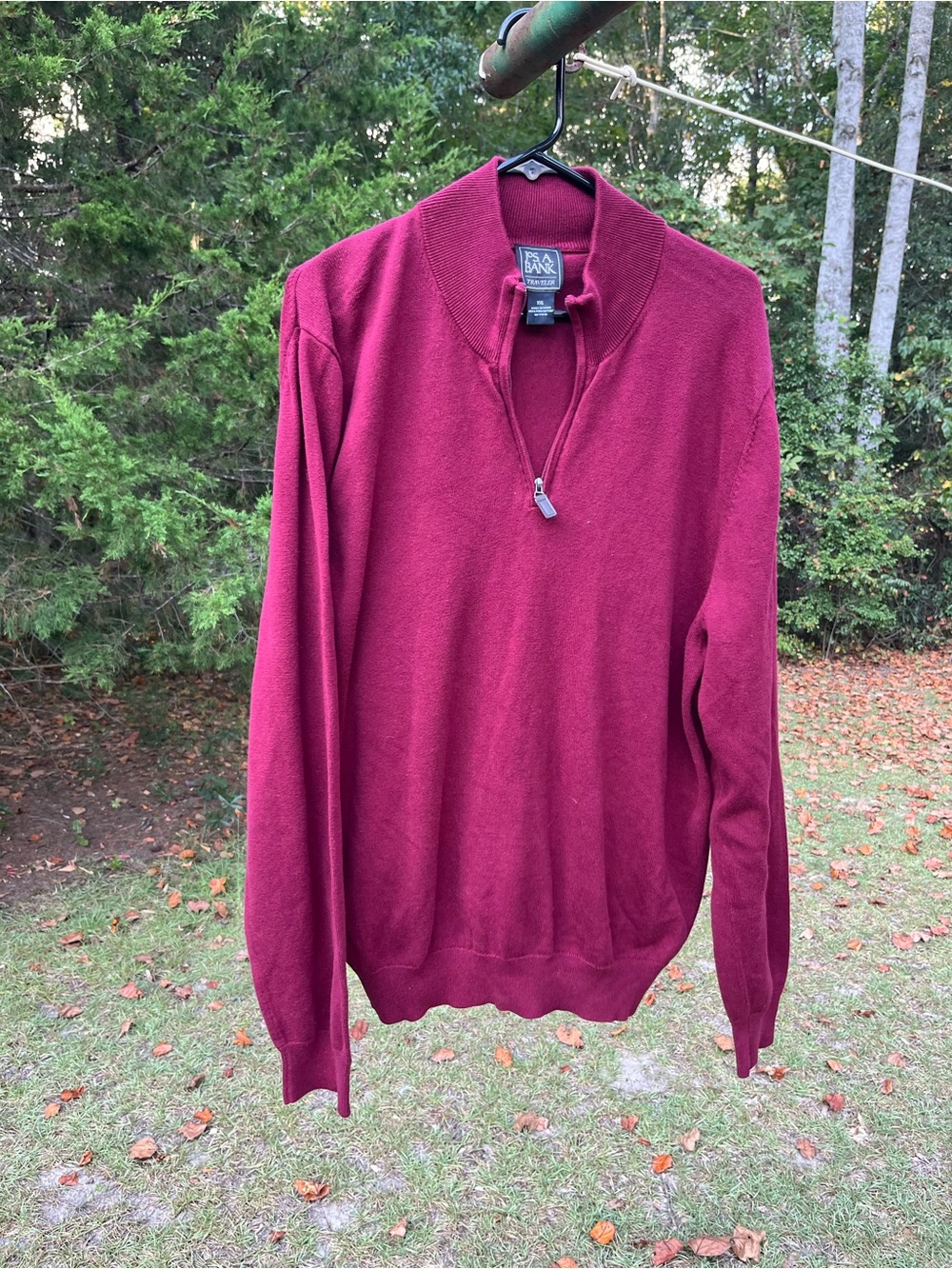 Jos. A. Bank Pima Cotton Quarter-Zip Sweater in Crimson